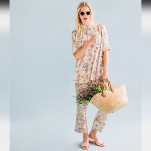 NWT Sonnet James Floral Watercolor Playsuit Shirt And Pants set Size XL 14